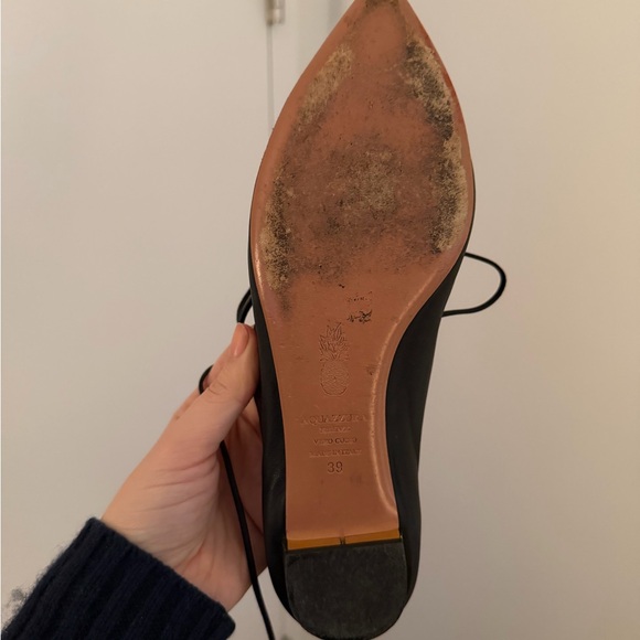 Aquazzura Black Lace-Up Flats